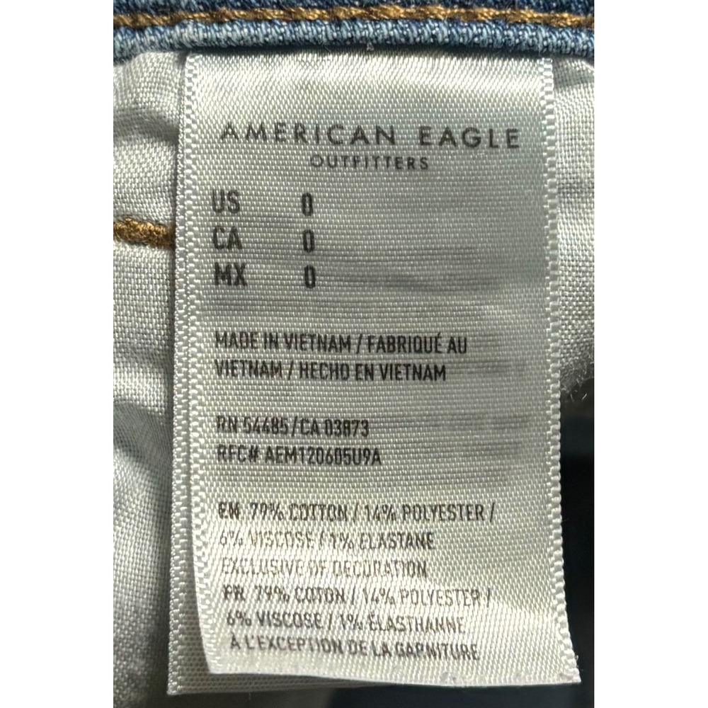 American Eagle Womens 0 Mom Shorts Blue Denim Stretch Cuffed High Rise - Picture 5 of 7